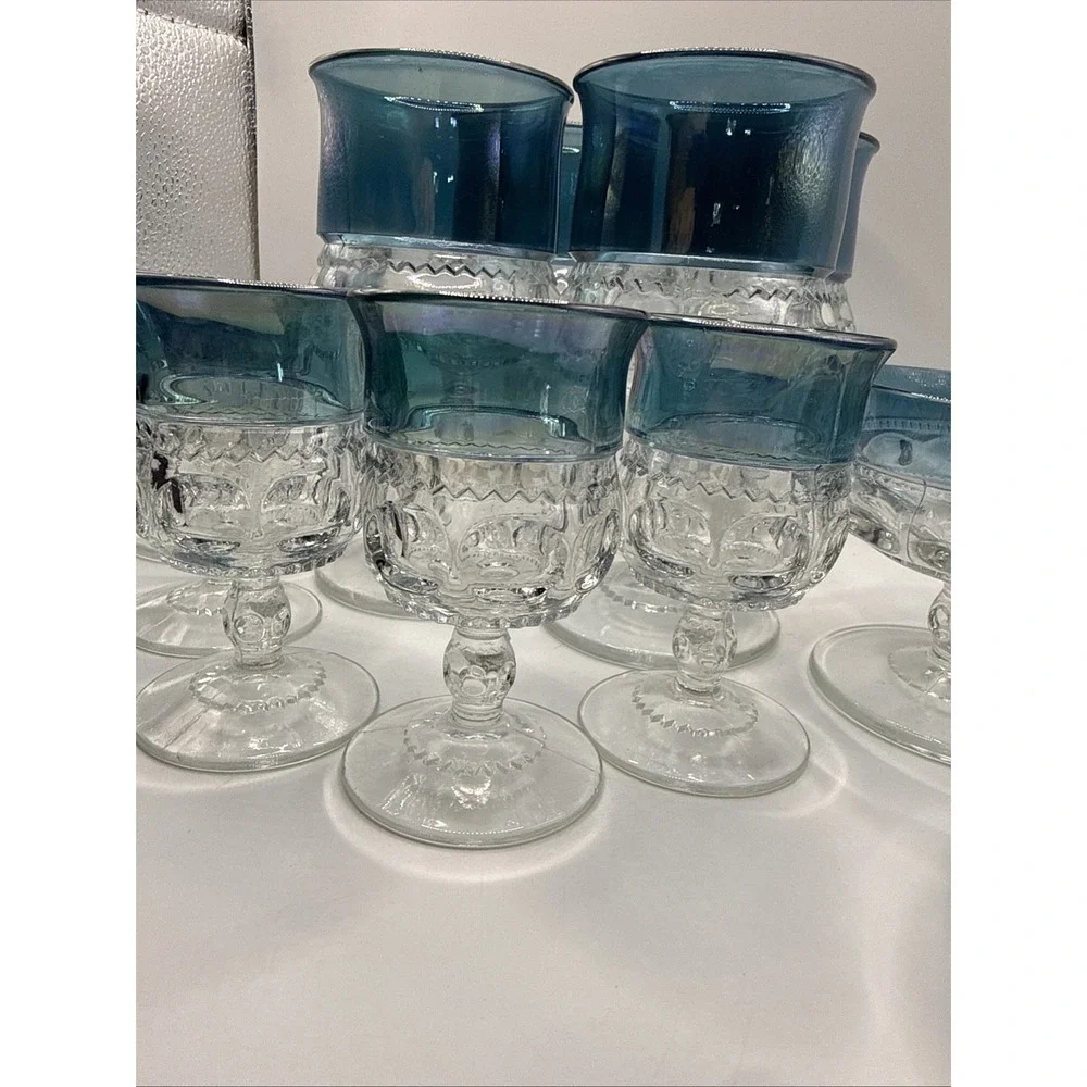 Blue Crown By Colony Set‎ 4 Wine Cup, Water Goblet, Dessert Dish (12 Pieces)